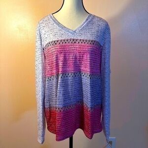 Women's Long Sleeve Printed Knit Top - Size XL - NWOT